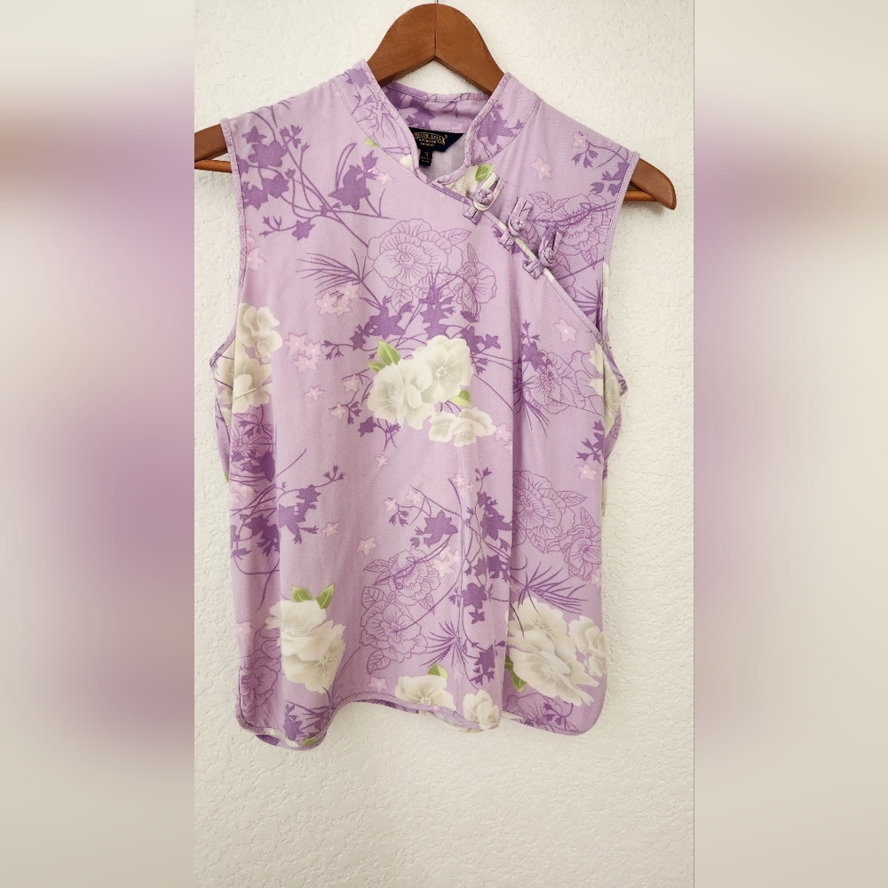 Vintage Shaver Lake Floral Purple Sleeveless Top